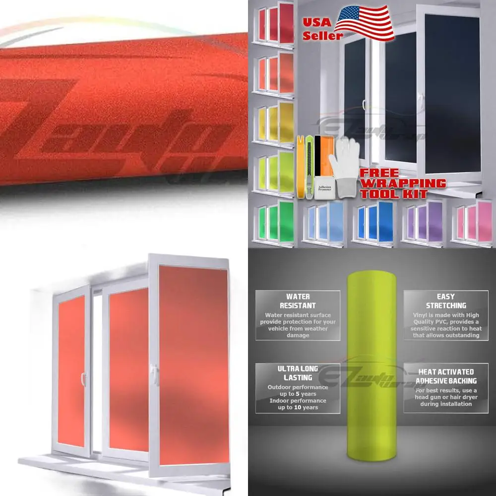 

48 x 84 Orange Frosted Glass Window Film for Privacy - Peel and Stick, Waterproof, Ideal for Home and Bathroom, Includes Tool Ki