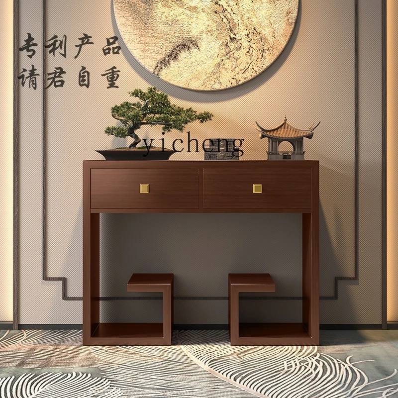 YFY entrance table, wall entrance cabinet, strip case, partition, end view table, solid wood entrance table, incense case Zen