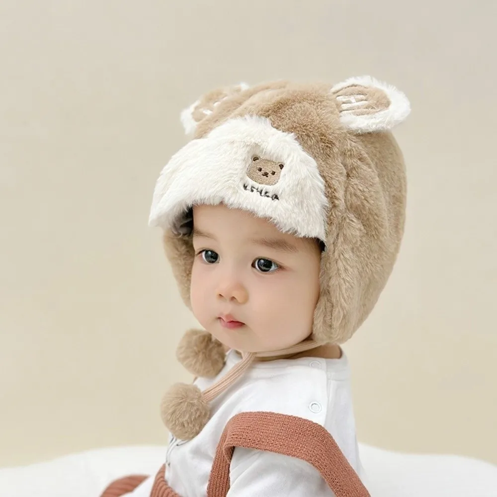 

New Warm Pullover Cap Windproof Cute Bear Ear Protection Hat Knitted Coldproof Beanie Hat Autumn and Winter