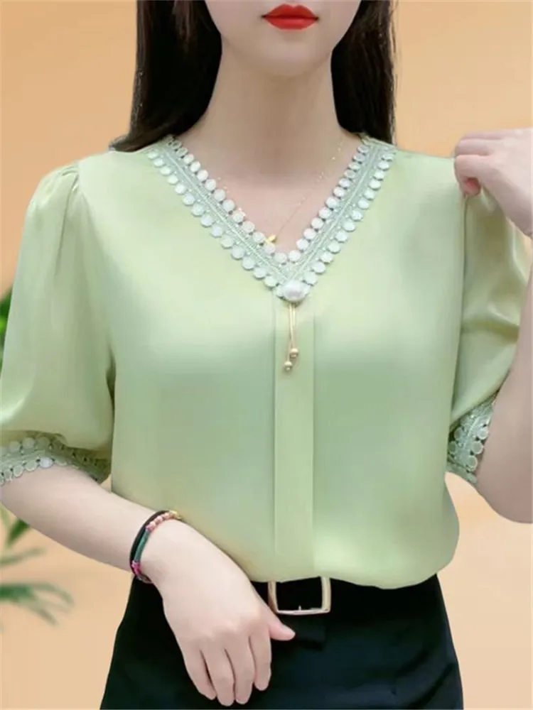 

Ele ort Sve шифоновый топ для женщин, закрывающий живот, красивый летний стиль, свободный крой, цвет V-Ne