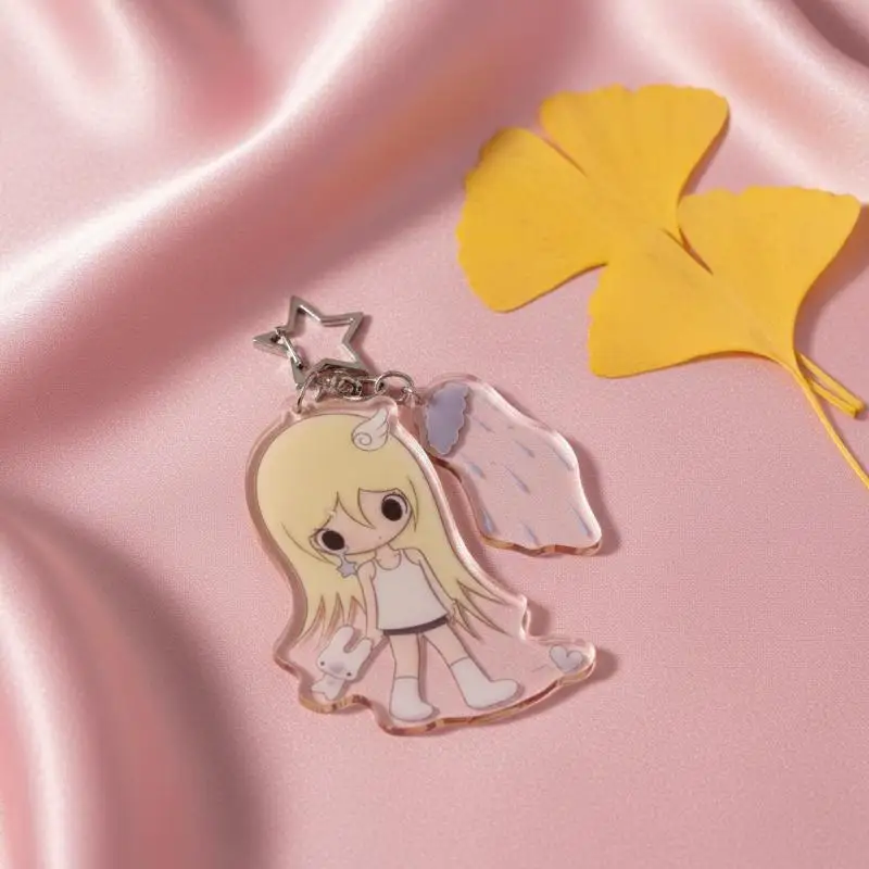 Angel Girl Star Acrylic Keychain Set INS Popular Cartoon Charms for Women Crossbody Bag Hanging Decor