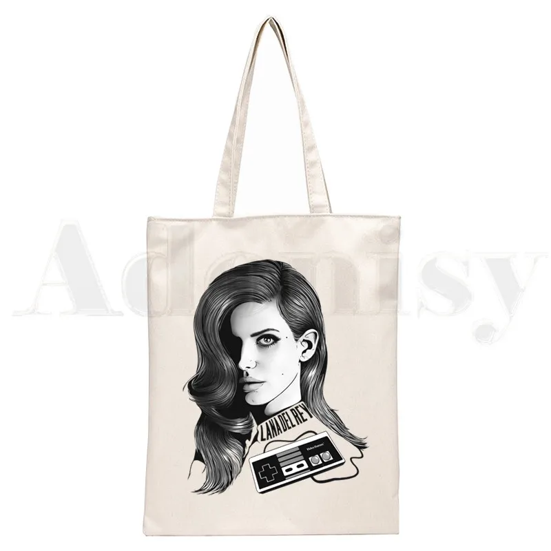 Lana Del Rey Harajuku Ullzang Aesthetics Unisex Handbags Custom Canvas Tote Bag Daily Use Reusable Travel Casual Shopping Bag