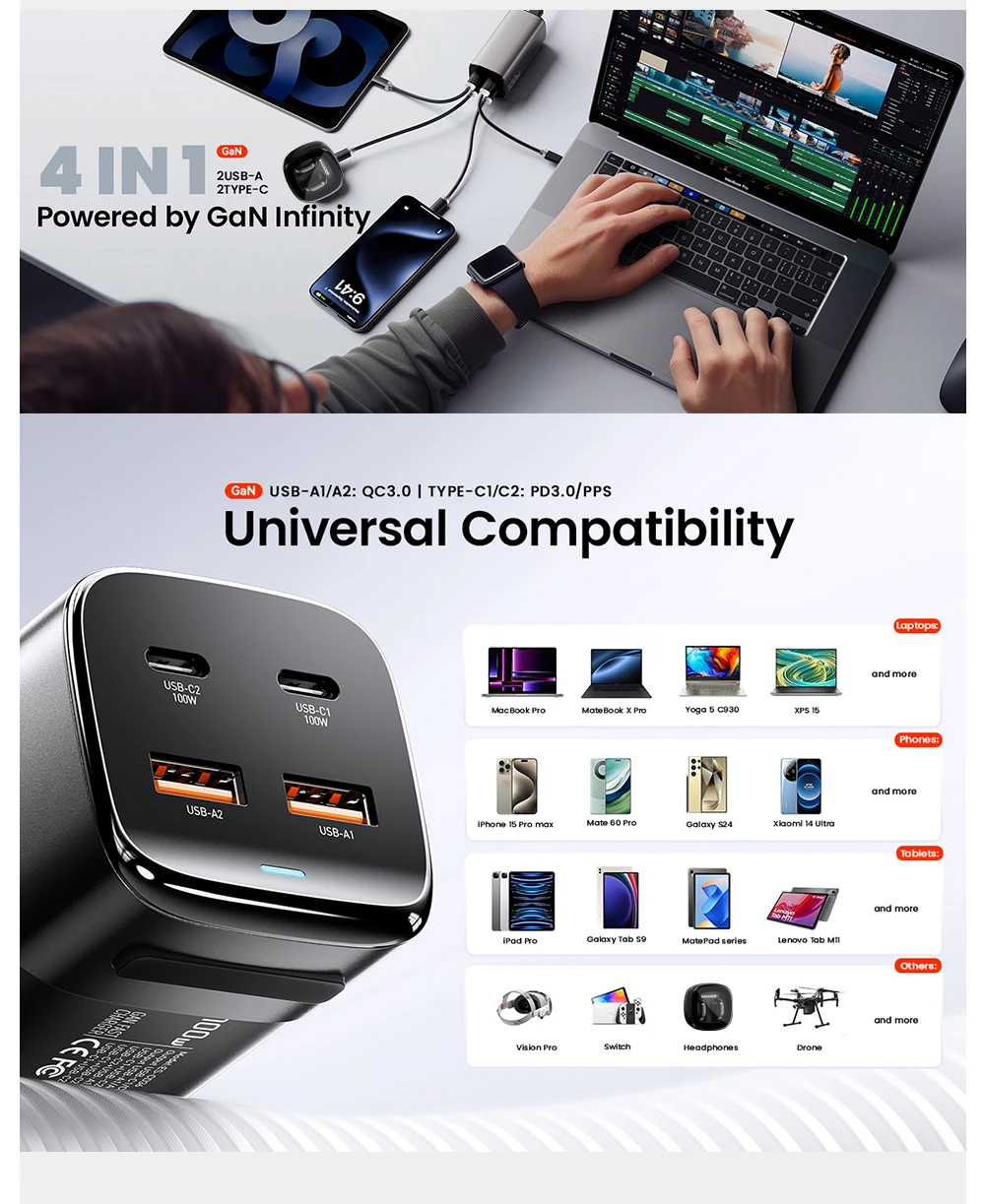 Essager Chargeur GaN de Bureau 100W | Charge Rapide USB-C PD 100W Maroc 7 S9725f7361ab846b2be320b8cf3fe50ab4 Essager Chargeur GaN de Bureau 100W | Charge Rapide USB-C PD 100W Maroc