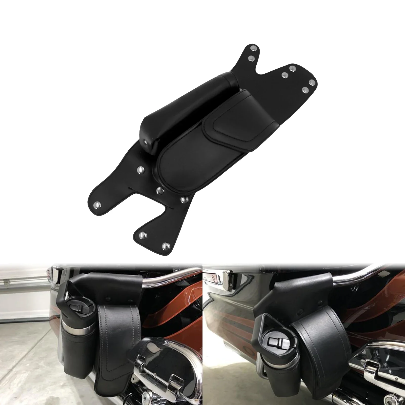 Motorcycle Left Right Side Saddlebag Guard Crash Bar Bag W/ Water Drink Bottle Holder For Harley Touring Road King Electra Glide