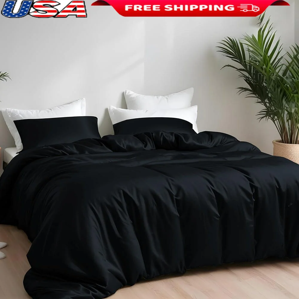 

Cooling Duvet Cover Set Rayon from Bamboo Breathable Soft Lightweight Comforter Cover Queen Size Easy Maintenance Ideal Hot
