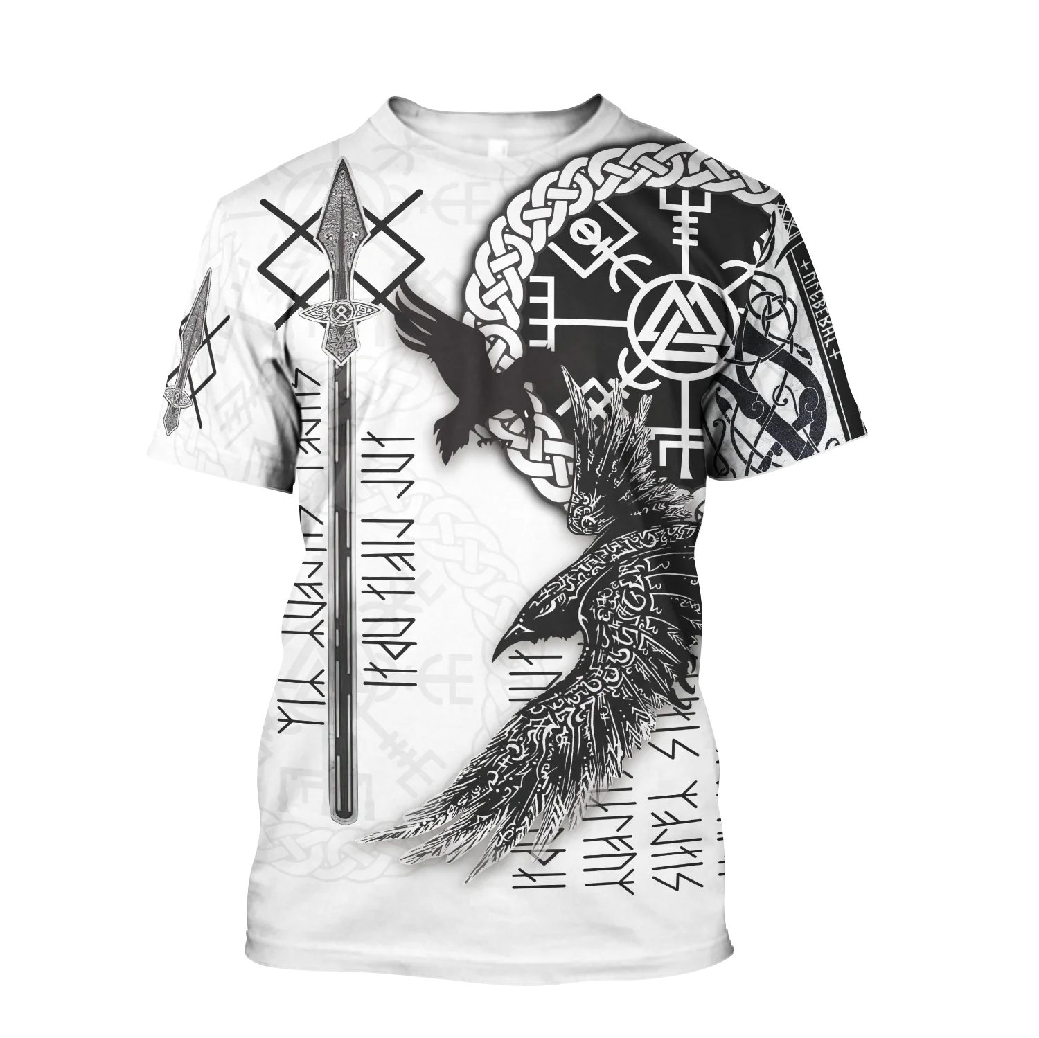 Summer 2022 Viking Mystic Ancient Symbol Charm with Men\'s Printed T-shirt O Neck Short Sleeve Oversized Loose Street Casual Top