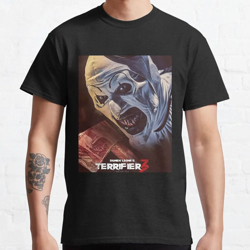 Art The Clown evil scream film Retro Terrifier Horror Movie graphic t shirts Scary Halloween tops large size Men's clothing
