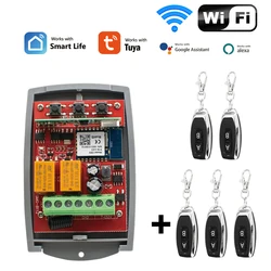 Tuya Wifi inteligente interruptor de puerta Universal receptor de puerta de garaje 2CH Control remoto abridor de puerta controlador 433mhz 433,92 transmisor