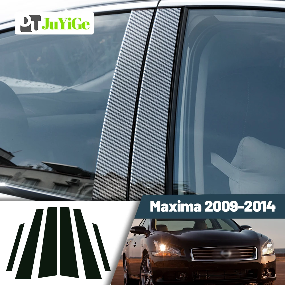 

Glossy Black Carbon Fiber Window Door Deal B C Pillar Post Cover Sticker For Nissan Maxima A35 J32 2009-2014 2010 2011 2012