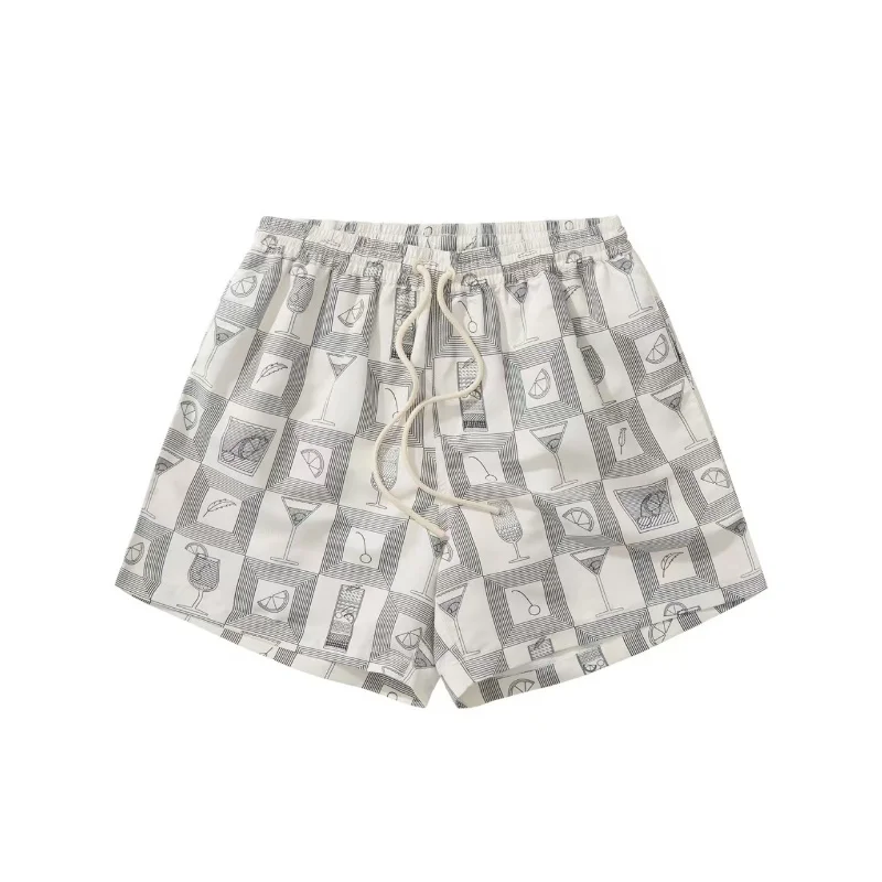 

Casual Men's ort Pants Qui Dry Beach Pants Straight Leg Swimwear Summer Lightweight Luxury Feel Print Cup Men's Leisure S...