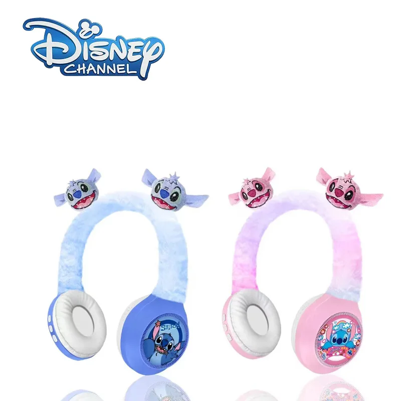 Disney Stitch Wireless Bluetooth Headphones HIFI Stereo Sound Plush Headsets with Mic Kids Gifts Anime Cartoon