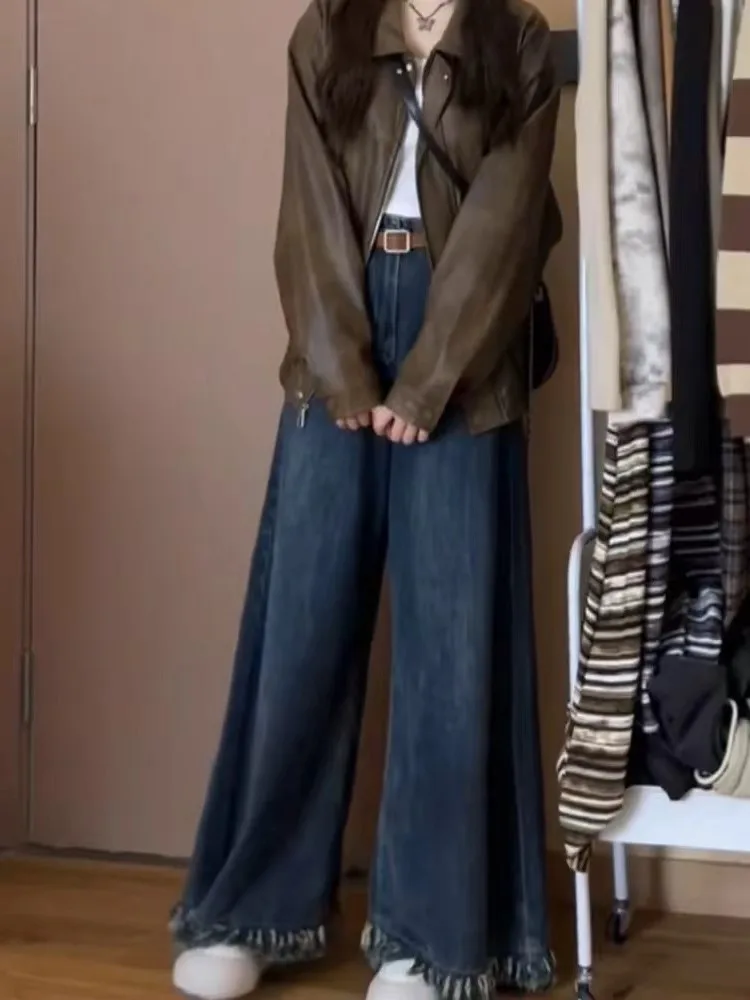 Pantalon à jambes larges pour femme, séchage rapide, coupe cintrée, urbain, Dopamine, cordon de serrage, ceintures, coureurs, fluide, épissé, rétro, été