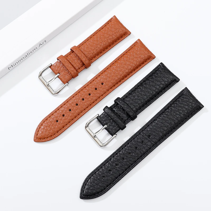 Embossed Leather Watchbands 12/14/16/18/20/22mm Watch Band Strap Stainless Steel Buckle 10 Colors Leather Belt Bracelets + Tool