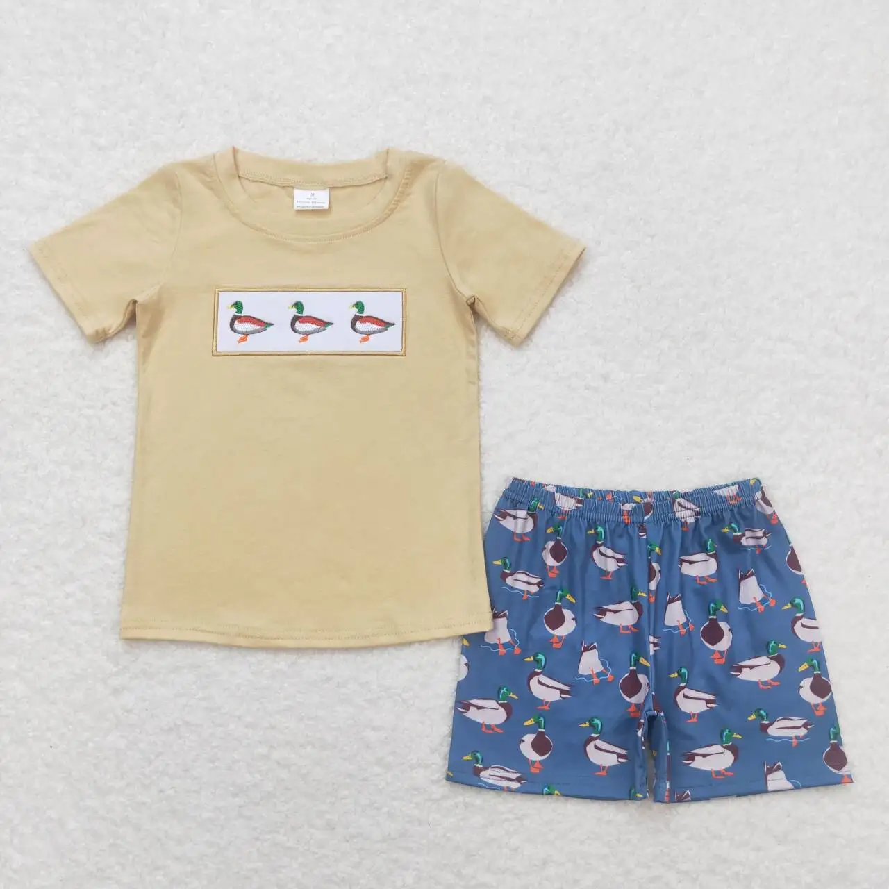 

BSSO0645 Toddler Boutique Clothes Outfits Short Sleeve Duck Print Top With Shorts Set Kids Boys Summer Outfits