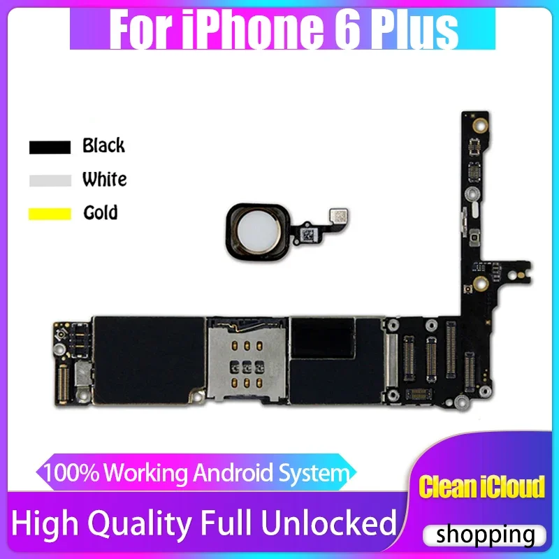 4G LTE Network Clean iCloud Main Logic Board Full Chips For IPhone 6 Plus 16GB 64GB 128GB Unlocked Motherboard IOS System Plate