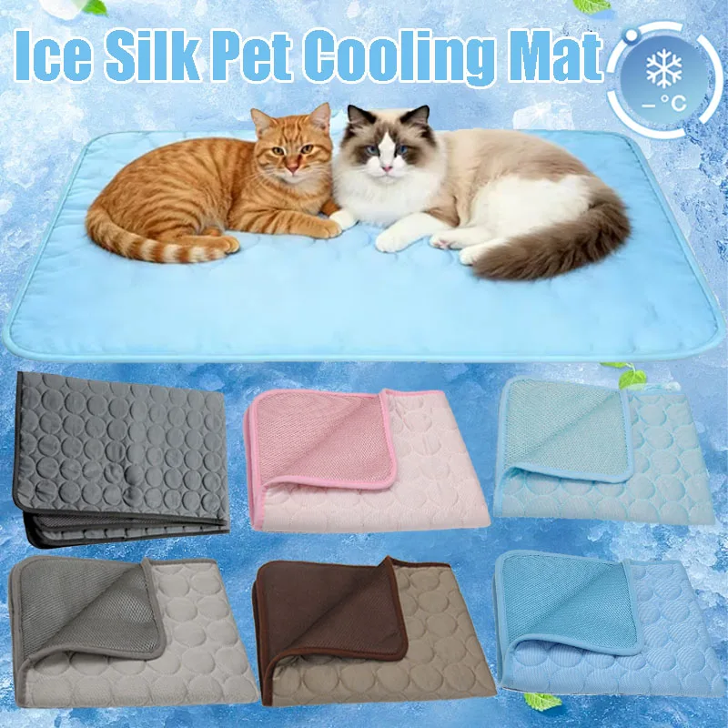 Sommer-Kühlmatte für Haustiere, Atmungsaktives Katzen- und Hundebett aus Eisseide, Kühlunterlage für Kleine und Große Hunde und Katzen, Hitzeschutz-Schlafmatte