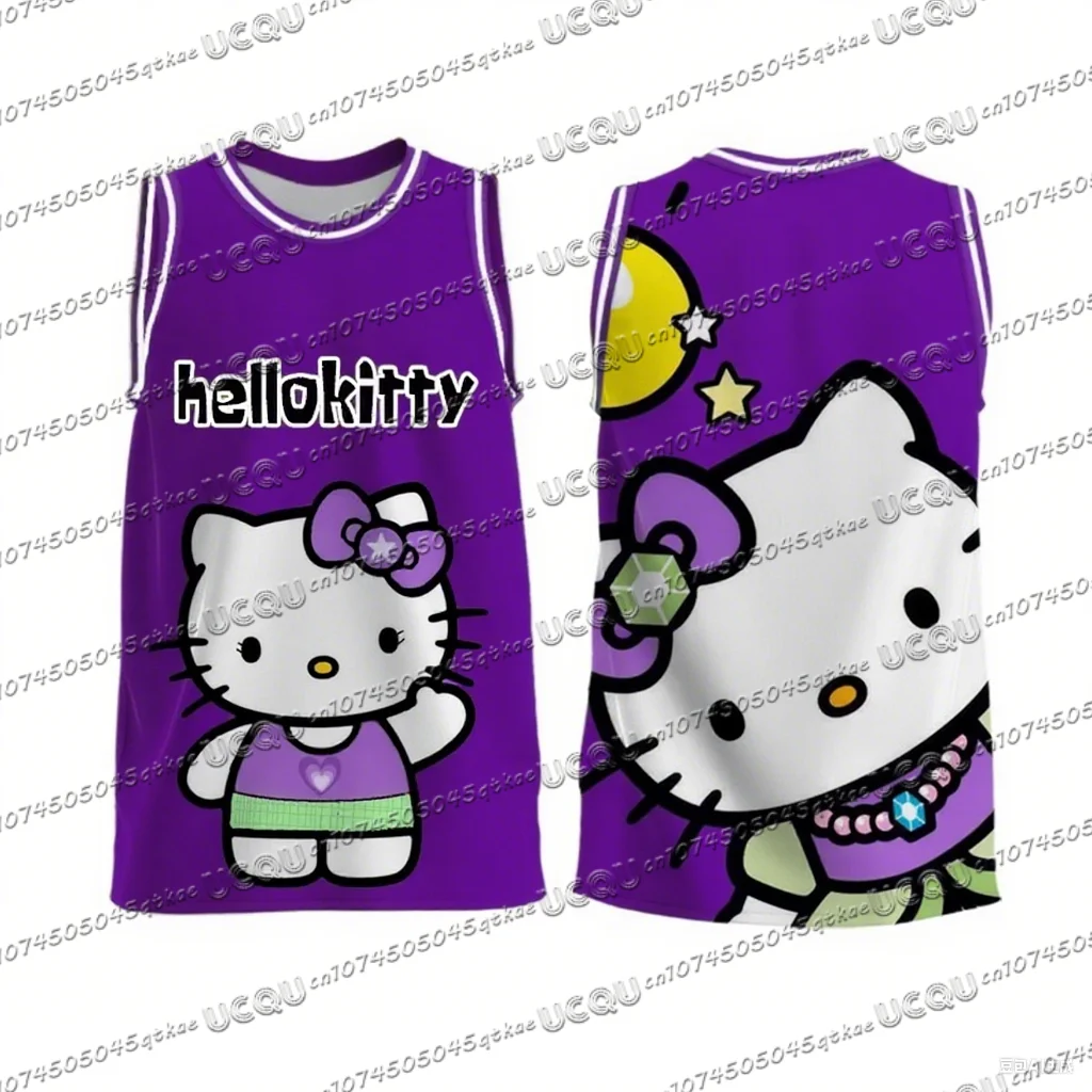 

Summer New Girls Women's 3d Printed Hello Kitty Boys Training Clothes Men's Sports Sleeveless Vest Basketball Tank Tops T-shirt