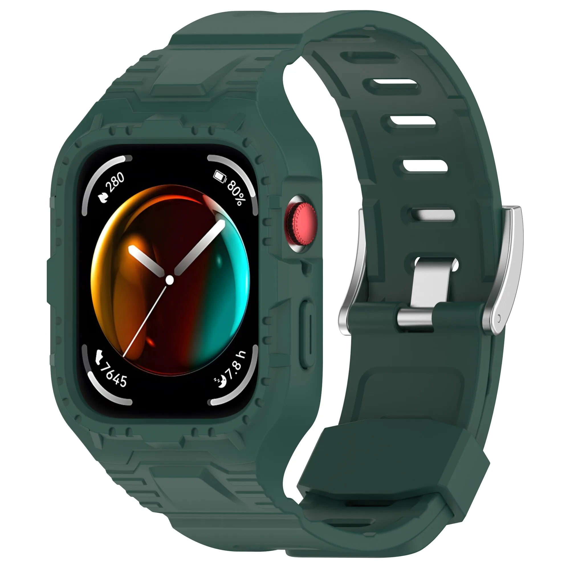 

For Huawei Watch Fit 3 Silicone Band Wrist Strap with Watch Case - Midnight Green