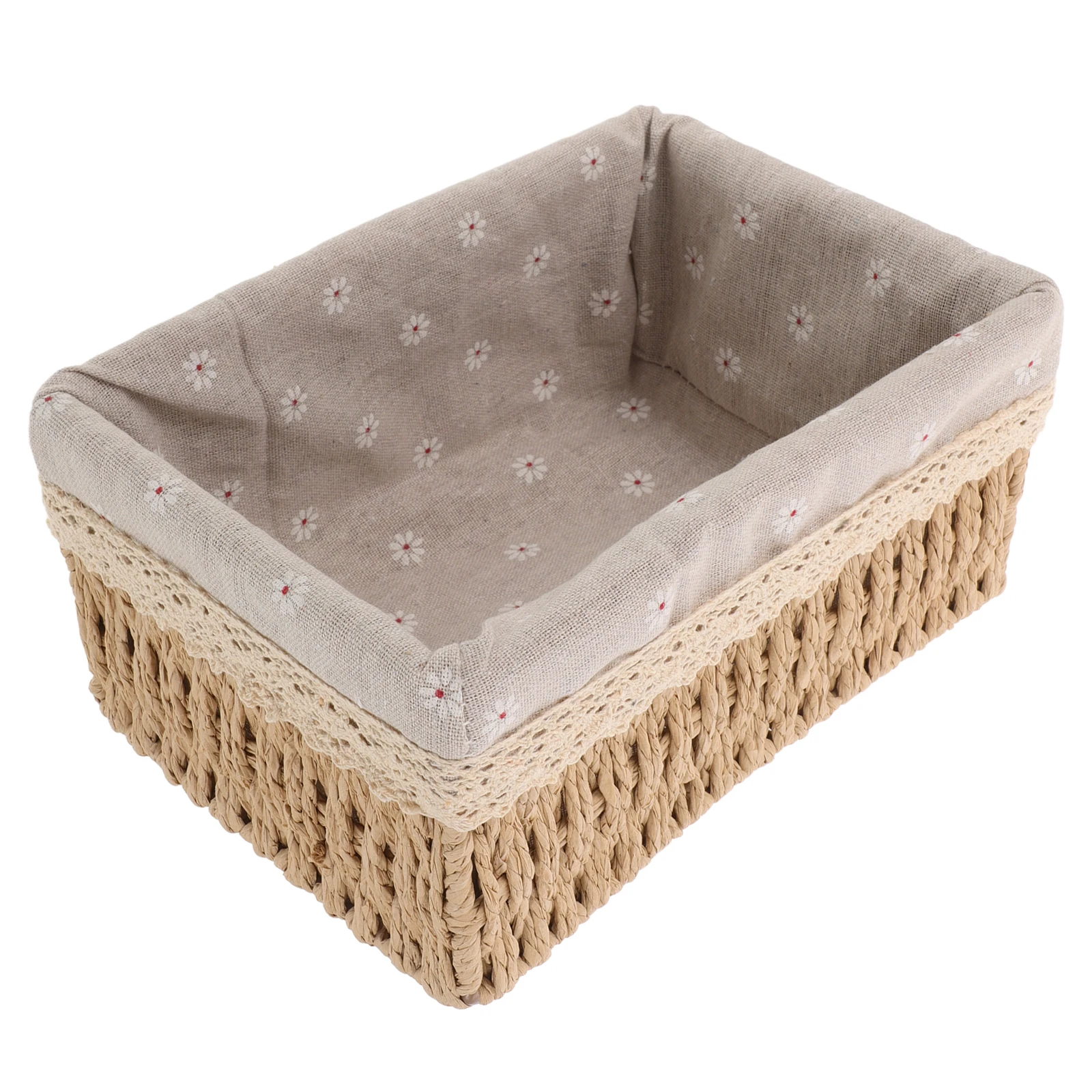 

Woven Storage Rectangular Large Capacity Bathroom Bedroom Kitchen Organizer Countertop Toilet Paper Basket Bohemian Style Wicker