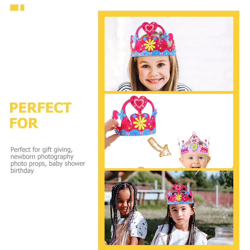 

Комплект из 6 шляп на день рождения, детский комплект с короной «сделай сам», легкий нетканый комплект для изготовления коронок для вечеринки, материалы для детей, головные уборы на день рождения