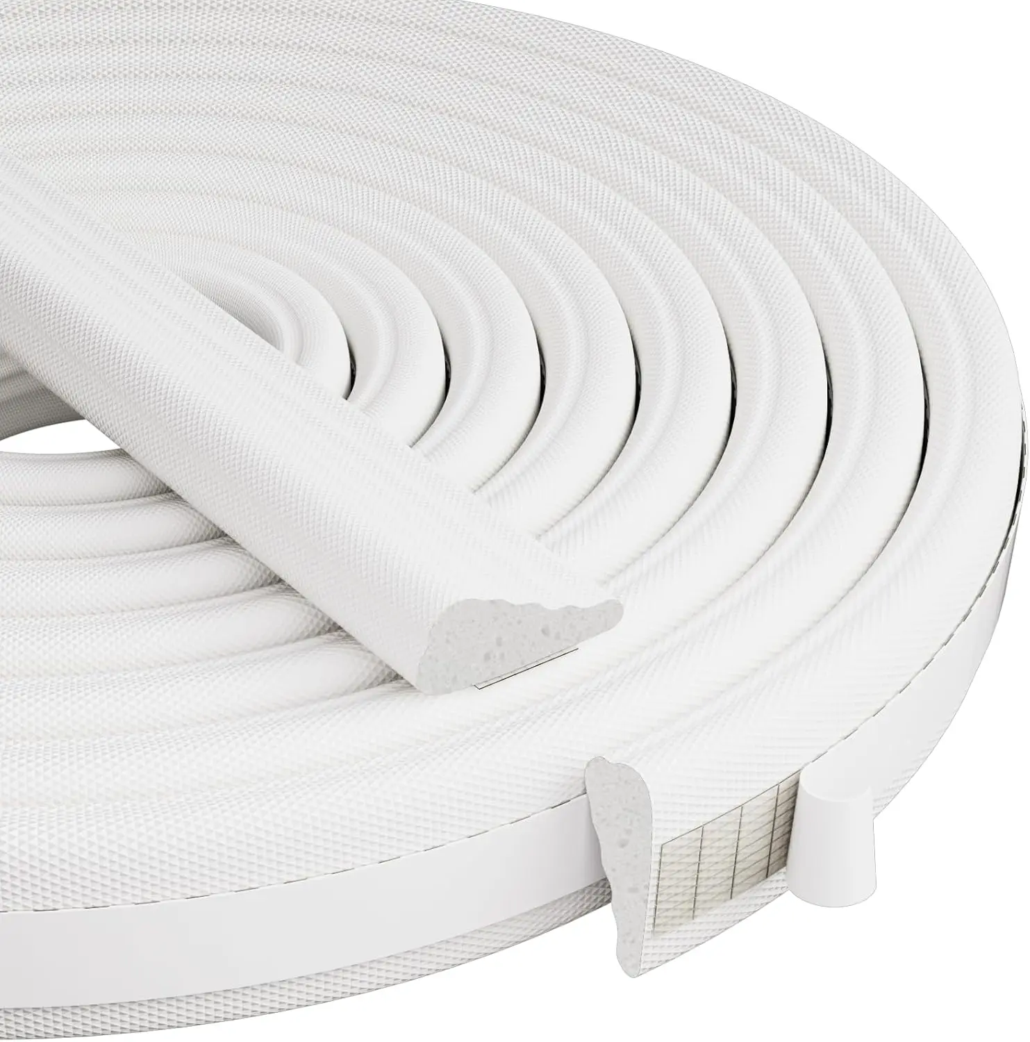 White Window Weather Strip, Door Base and Side Sealing Strip, Self-Adhesive Polyurethane Foamframe Soundproof Insulation Tape