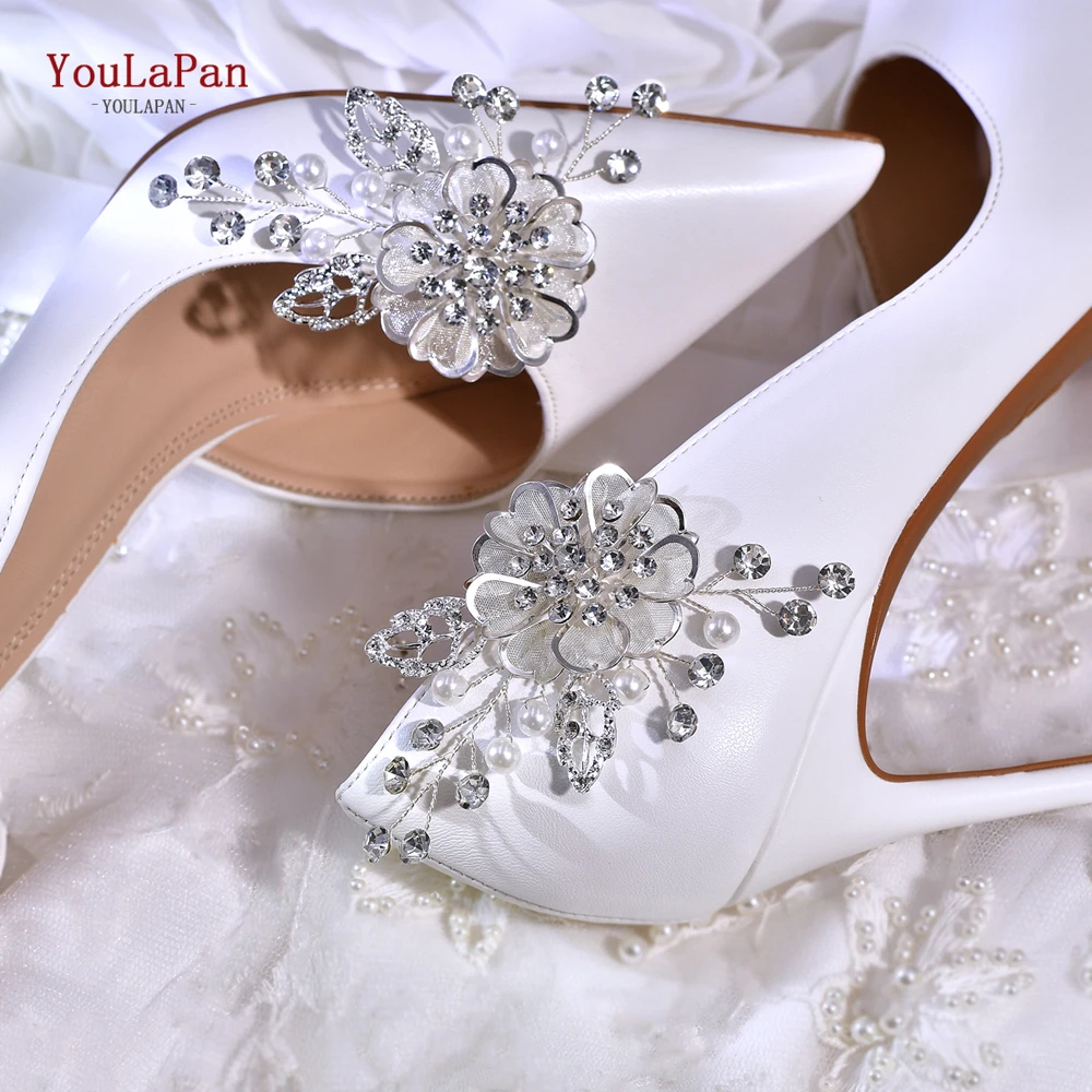 

YouLaPan Bride Alloy Leaf Shoe Buckle Alloy Flower Shoe Clips Wedding Shoe Decoration Charm Shiny Crystal Shoes Clips HX63