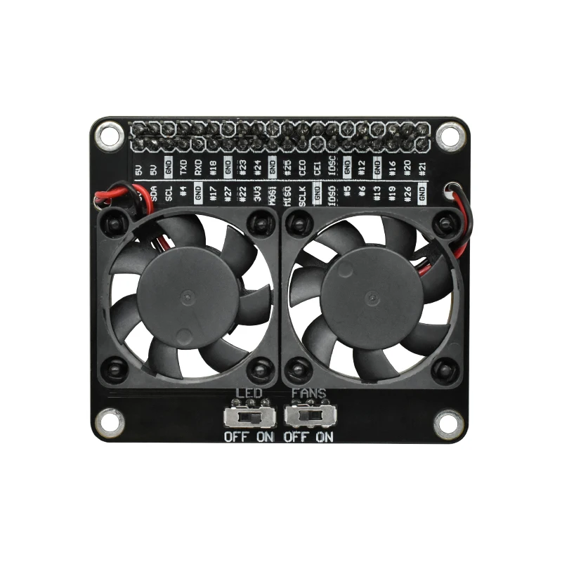 

Raspberry Pi Expansion Board With GPIO Dual Cooling Fan And Green LED For Raspberry Pi 4B/5B/Zero