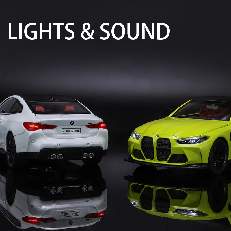 1:24 Scale M4 Sedan Car Vehicle Model Alloy Toys Boys Pull Back Diecast Metal Gift Sound Light Collect Premium Kids Auto  One Pi