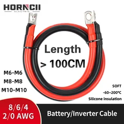 Soft Battery Cable Silicone wire 8 6 4 2 0 AWG Stranded Tin-plated Copper Wire For Inverter Car Solar 1.2M 1.5M 1.8M 2M 2.5M 3M