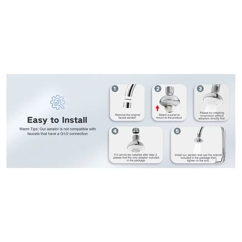 ABWR-Kitchen Faucet Head Replacement Mini UFO-Shaped Wide Rinse Area Anti-Splash 360° Rotatable Sink Faucet Aerator