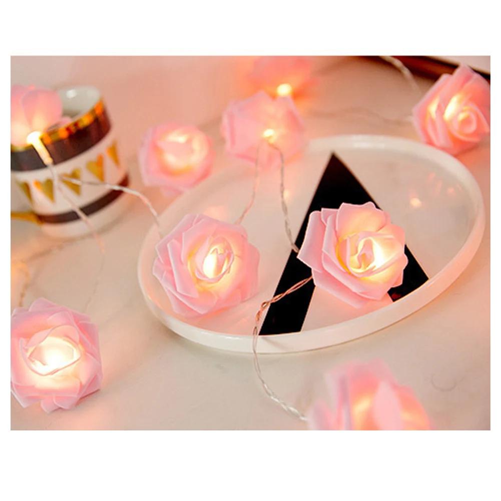 Led Light String Lights 3 Batteries Box 6 Meters Christmas Decoration Hanging Parties Pendant Rose Flower Garland