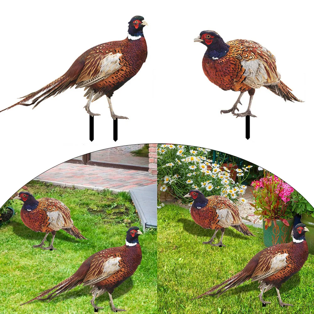 1/2Pc Pheasant Garden Decorations Pheasants Stake Lawn Courtyard Statue Sculptures Acrylic Stakes Outdoor Art Ground Plug Decor