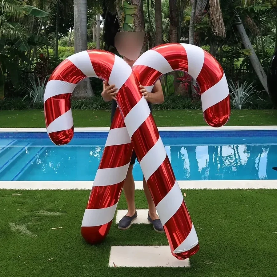 Wholesale 120/180/220cm PVC Christmas Decoration Toy Inflatable Walking Stick Inflatable Shiny Candy Cane