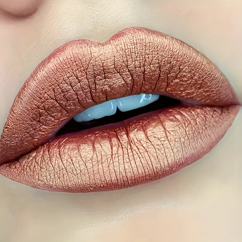أحمر شفاه لامع مقاوم للماء - أحمر شفاه لامع يدوم طويلاً مع لمسة نهائية معدنية، جميع أنواع البشرة، استخدام البالغين، أحمر شفاه تجميل