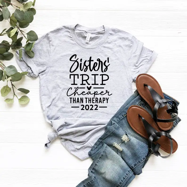Sisters Trip Cheaper Than Therapy Vacation Shirt Sister Trip Sister Auntie Mothers Day Gift Gift For Sister Short Sleeve Top y2k