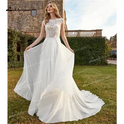 Lakshmigown O-Neck A Line Wedding Dress 2025 Chapel Train Lace Chiffon Wedding Gown amanda novias wedding dressvestidos novias