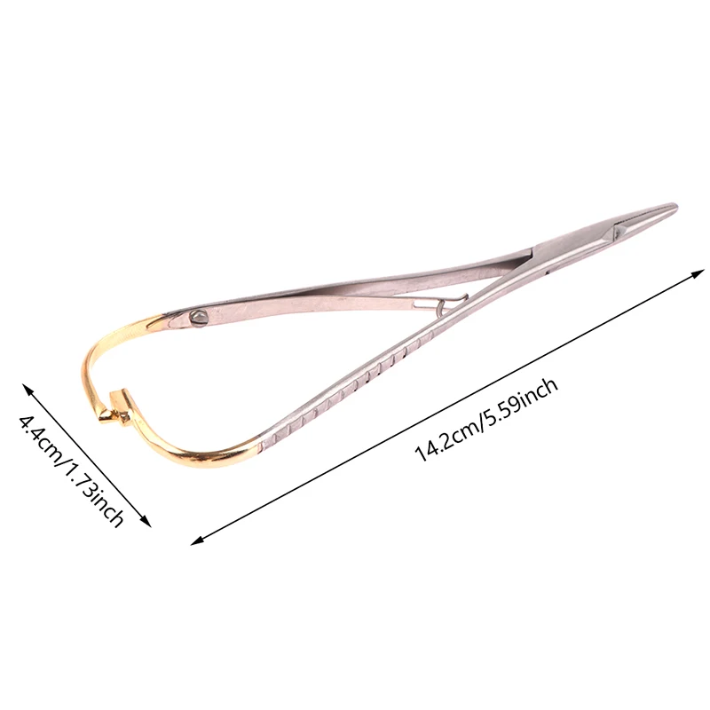 1PC Dental Stainless Steel Tweezers Needle Holder Orthodontic Plier With Gold Handle Dental Surgical Tool Instrument