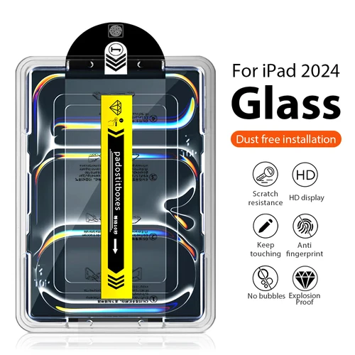 Imagen 1 del producto Protector de pantalla de vidrio templado para iPad Pro 13 11 M5 M4 12,9 A16 10 9 10th 9th Generación Air 5 4 3 M3 M2 Mini 7 6 Accesorios