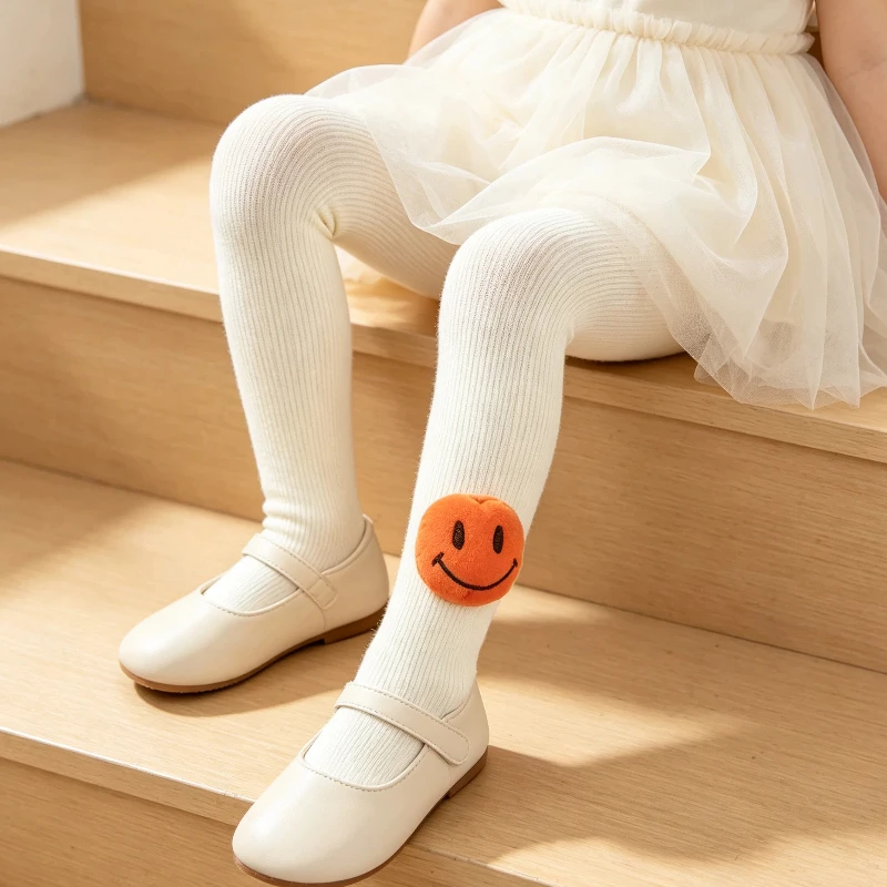 Summer Mesh Anti Mosquito Pantyhose For Lovely Girls Decorated With Vivid Three Dimensional Smiley Face Comfort Stretch Leggings