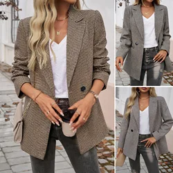 2024 Autumn and Winter European and American Foreign Trade Women's Wear Commuter Contrast Color Lapel Button Small Suit