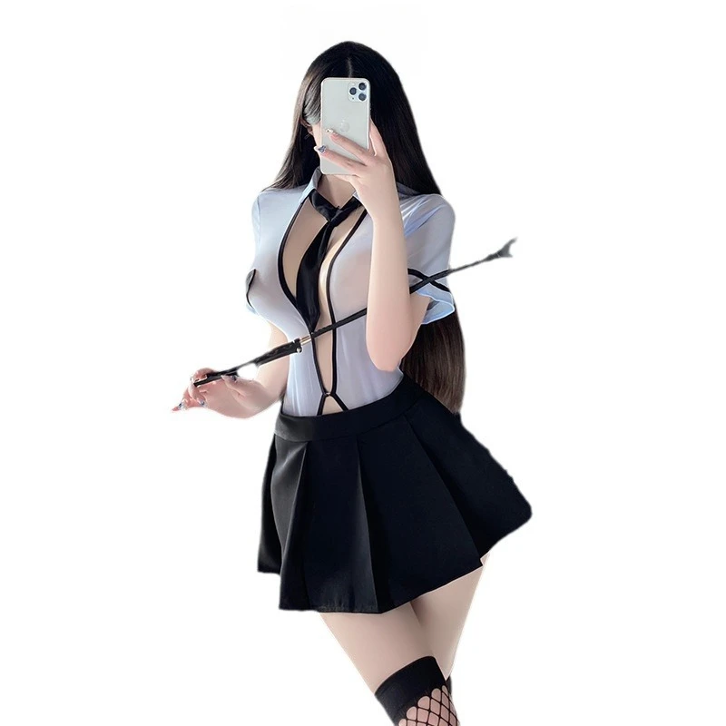 Av Schauspielerin sexy jk Uniform Polizei Frauen Büro Dame Cosplay Kostüme blau Polizist niedlichen Body und Rock erotische Dessous