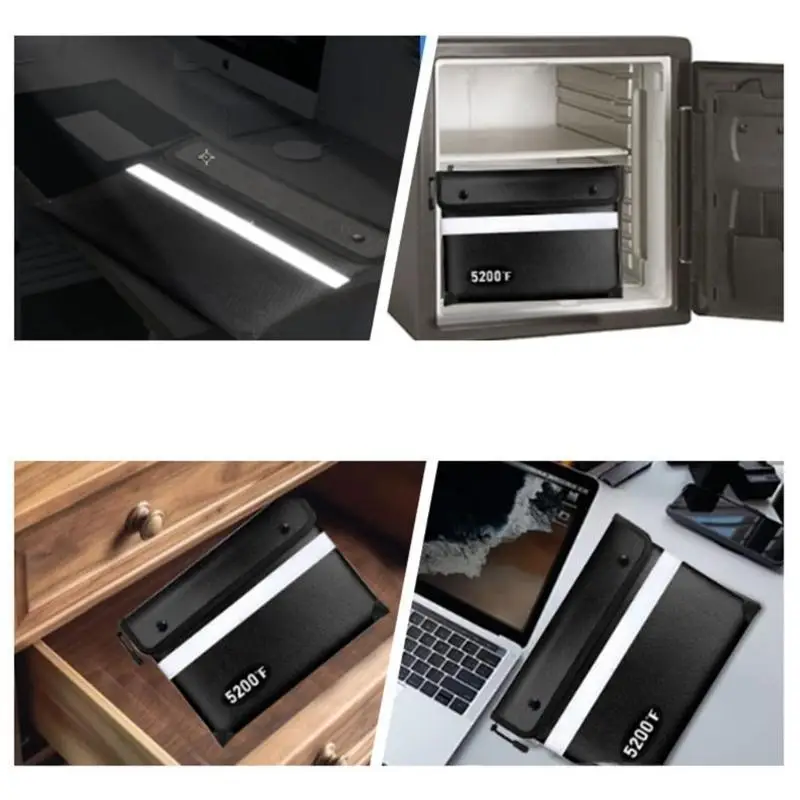 

Heat Insulated Storage Organizers 5200°F 13x10in Fireproof Document Bag for Cash Money Valuables Jewelry Safe