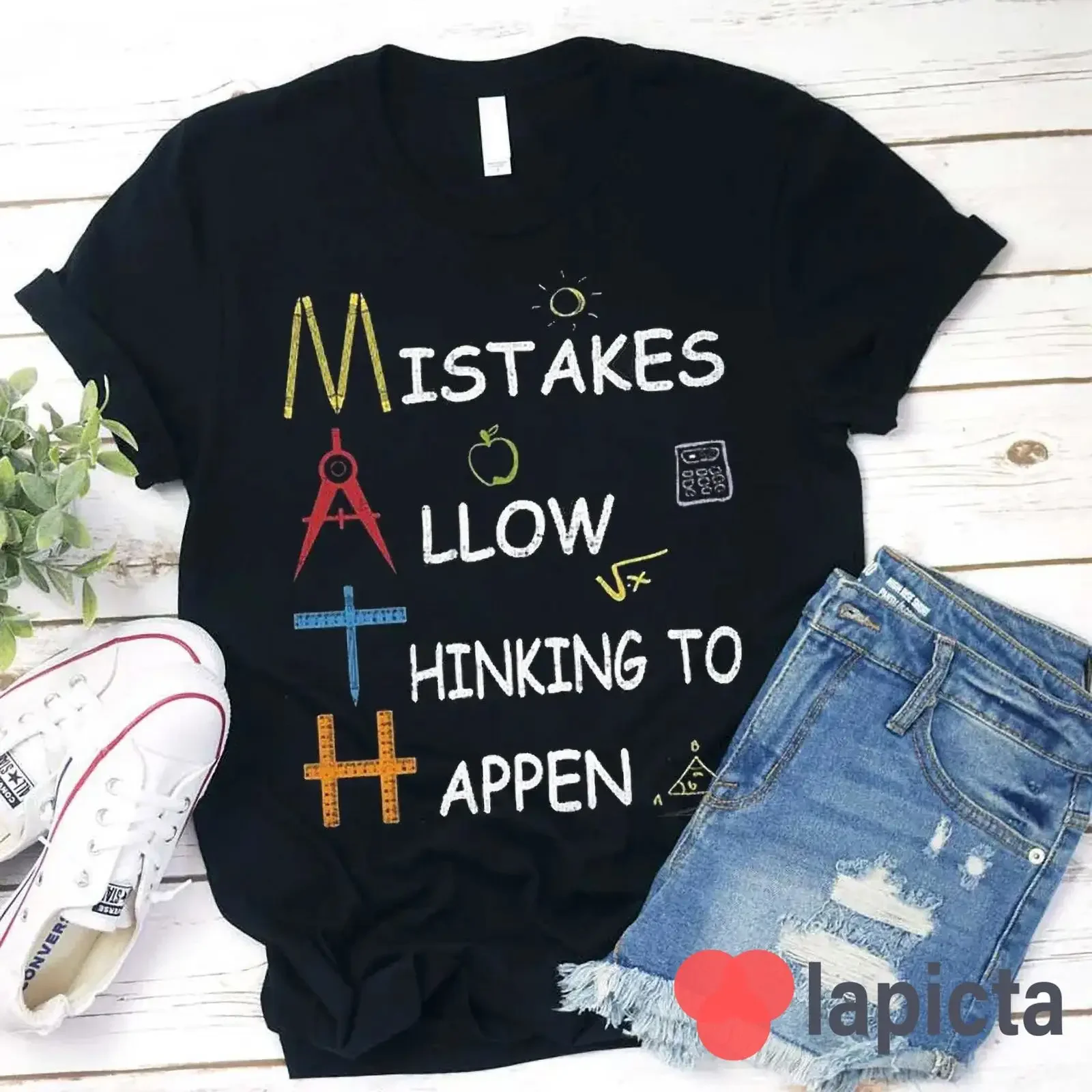 Mistakes Allow Thinking To Happen Math T Shirt Funny Teacher Back School Appreciation Casual  vintage Washed Slightly Unisex