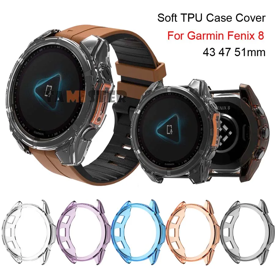 لينة بولي TPU الغطاء الواقي ل Garmin Fenix 8 51 مللي متر 47 مللي متر 43 مللي متر حافظة شل الإطار الوفير ل Garmin Fenix 8 حامي ساعة ملحق