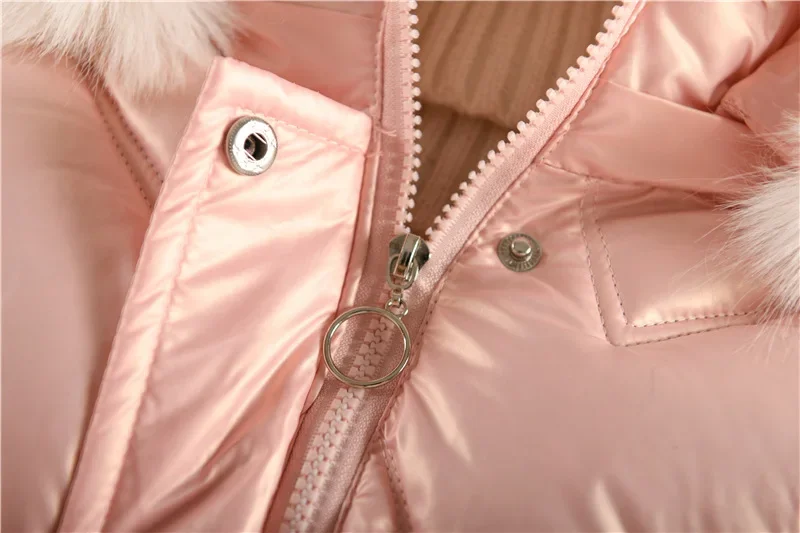 ZOETOPKID 2026 Winter-Frühlings-Jacke für Teenager-Mädchen, einfarbig, mit Plüschfutter, dick, warm, glänzend, wasserdicht, mit Kapuze, Parka für Mädchen – Detail 13