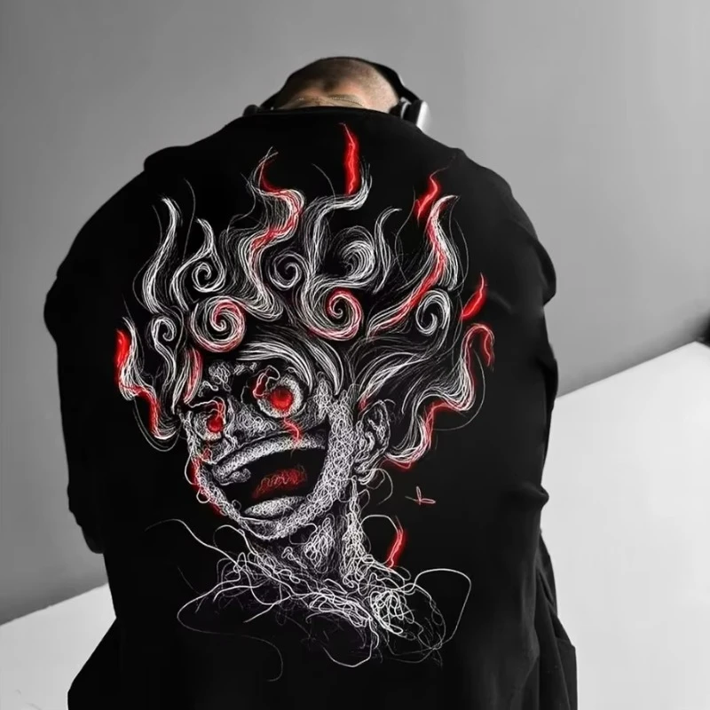 

Camiseta de Manga Corta con Estampado de Anime One Piece para Hombre y Mujer, Hecha de Algodón Puro Gruesa y Holgada