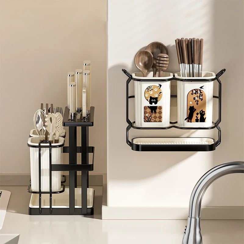 젓가락 용기 주방 숟가락 보관 용기 가정용 보관 랙 젓가락 바구니 주방 젓가락 용기