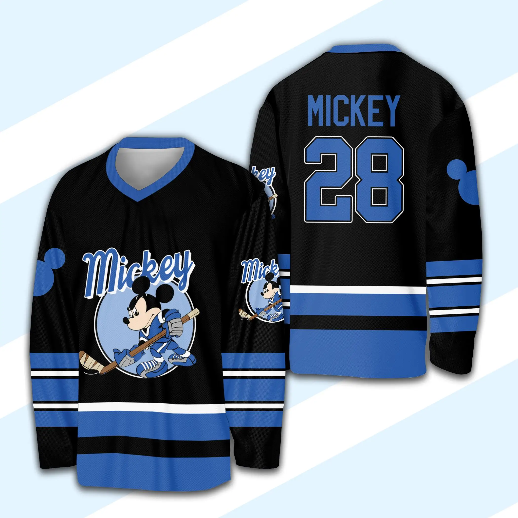 

Disney Micky No.28 Hocky Player Jersey Athleisure Adult Kids Long Sleeve T-Shirts Breathable Quick-drying Comfy Soft Strentchy