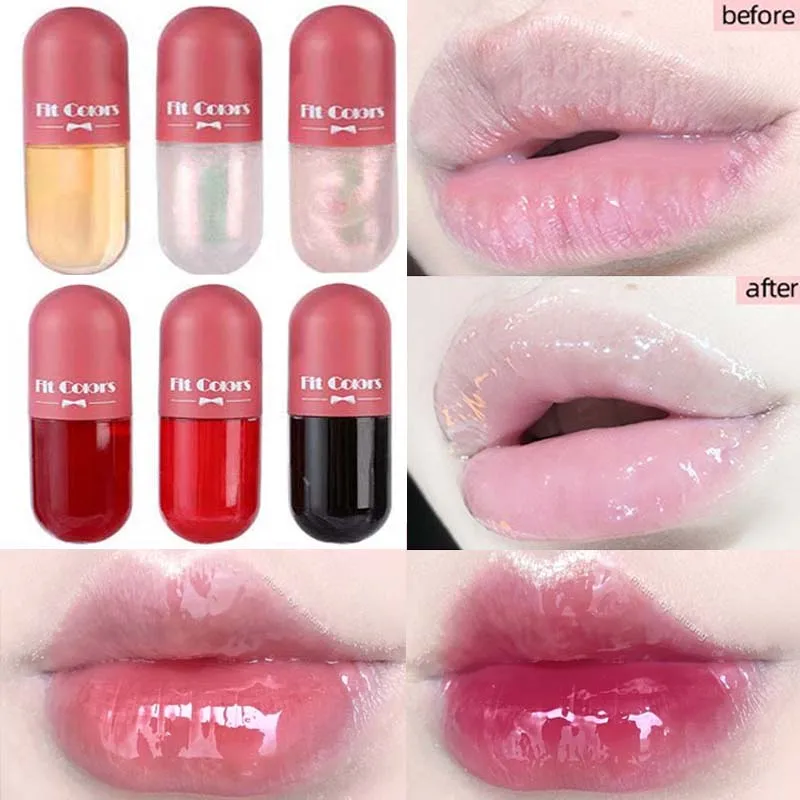 Glänzende Lip Gloss Mini Kapsel Set Wasserdichte Langlebige Pflegende Feuchtigkeits Plumping Schwächen Lip Falten Lip Öl Kosmetik