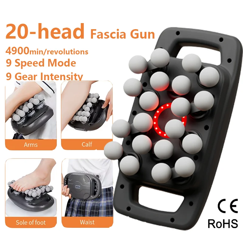 

20-Head Fascia Gun High-Frequency Vibration Body Massage Gun Waist and Back Massager Neck Shoulder Massager Muscle masajeador